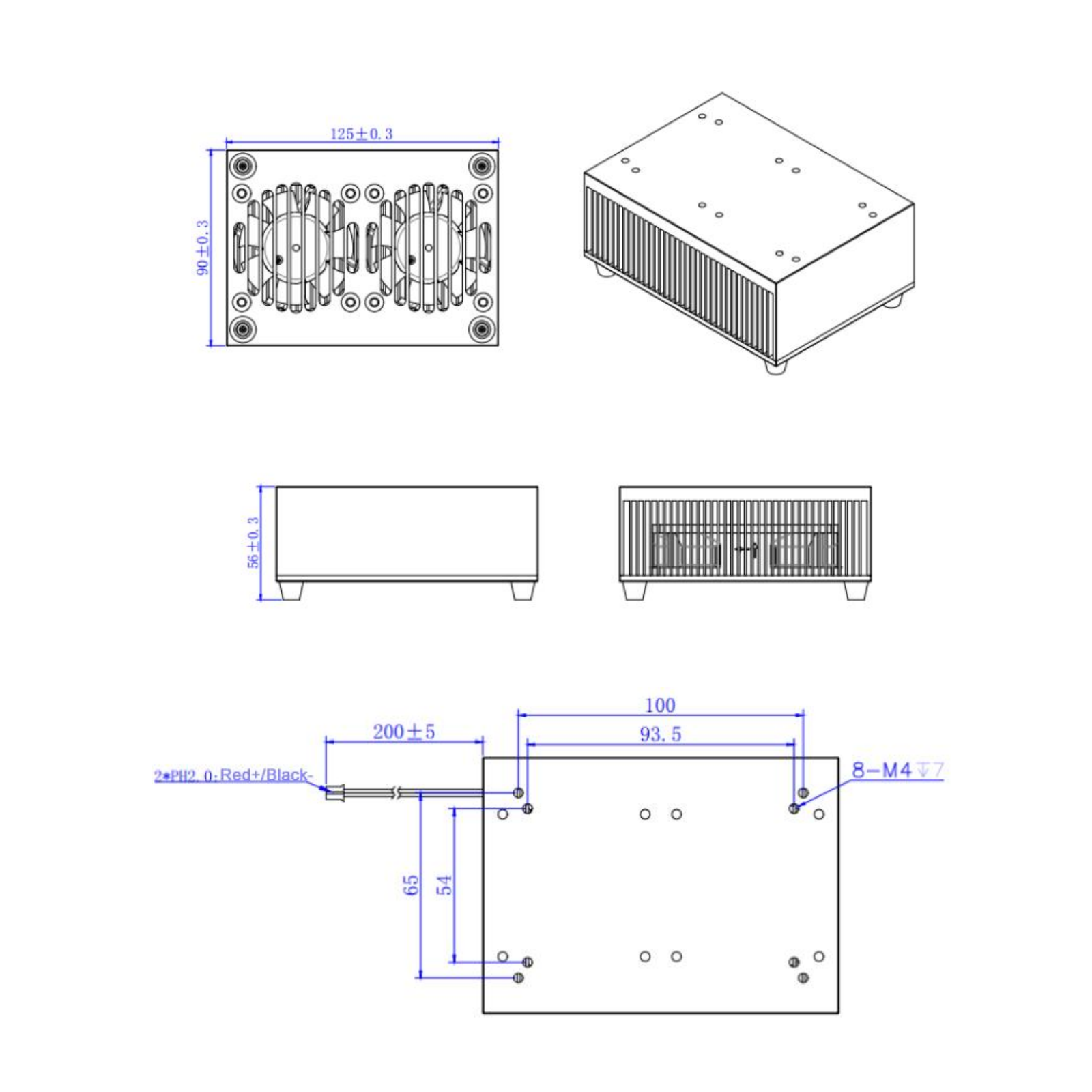 Fiber Coupled Lasers Heat Sink Dual Fan Cooling